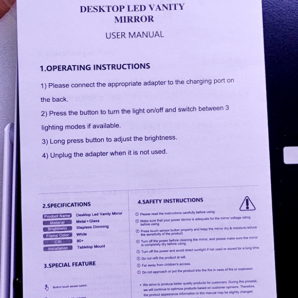 New 14" White LED DeskTop Vanity Mirror Set includes 15X Magnified Circle Mirror - Picture 12 of 13